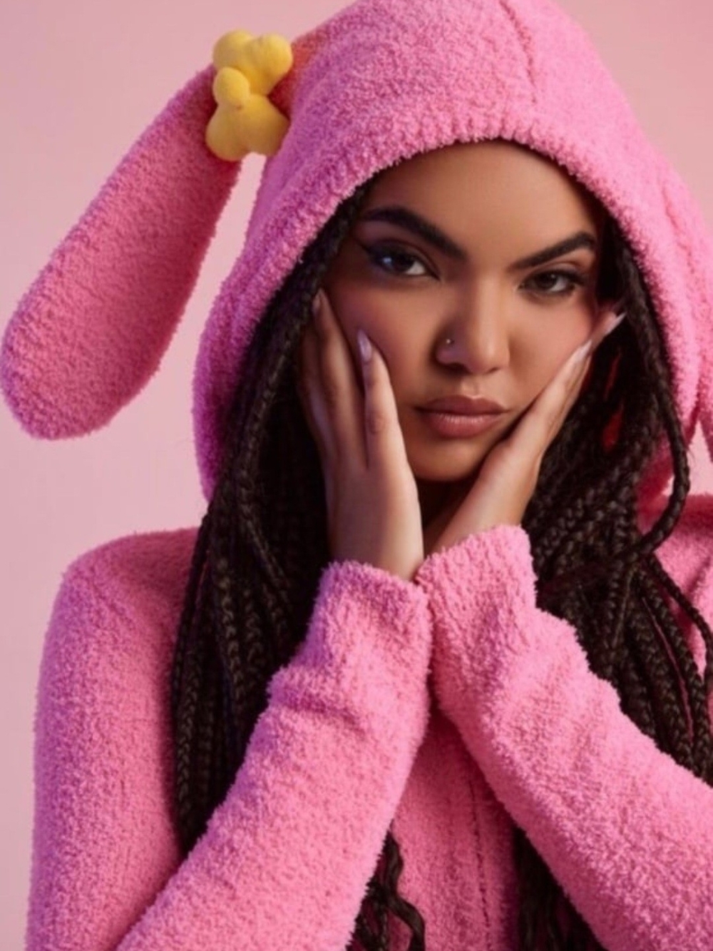 RARE Sanrio x Forever 21 My Melody Hooded BUNNY EARS Pajama Romper Small EUC